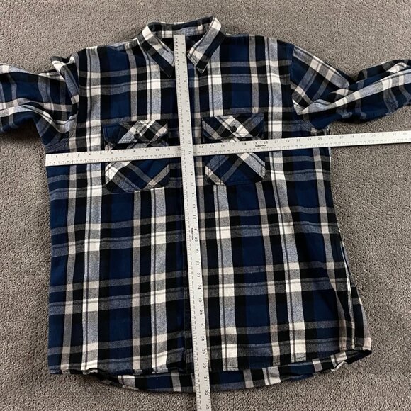 Five Brother Flannel Shirt Men's XL TALL Blue Black Plaid Heavy - Picture 6 of 11